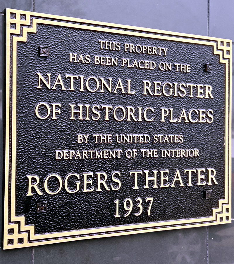 Plaque Rogers Theater, Rogers City